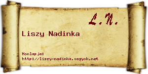 Liszy Nadinka névjegykártya